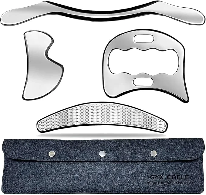 High-Quality 4 in 1 Muscle Scraper Stainless Steel Gua Sha Massage Tool Set Reusable