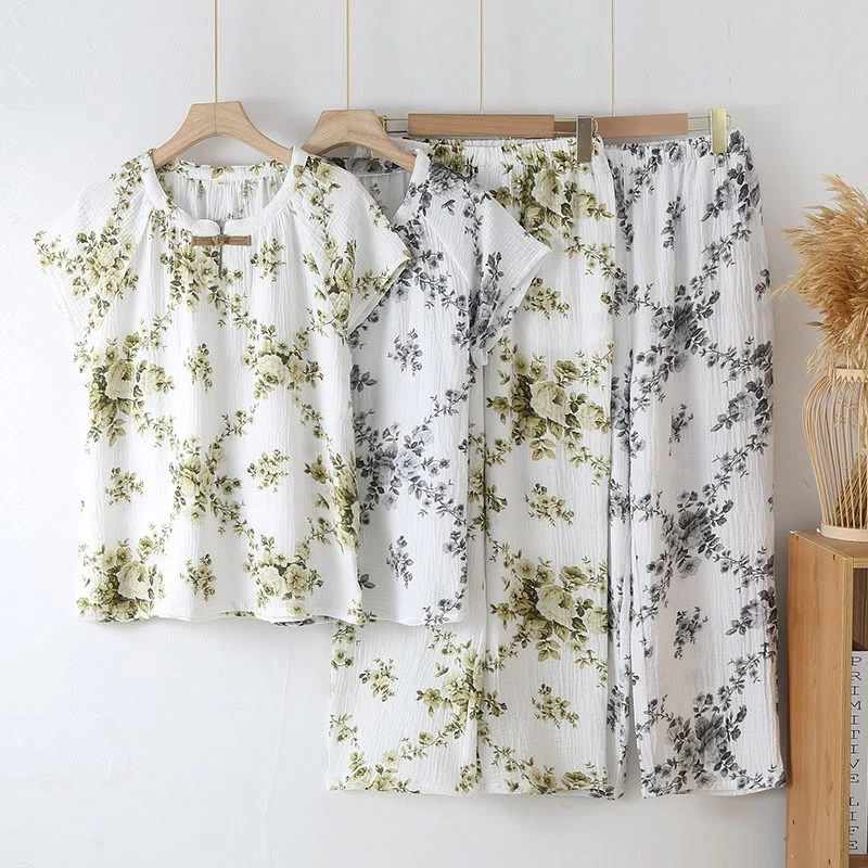 Reusable Ownkoti Vintage Peony Cotton Gauze Pajama Set Proven