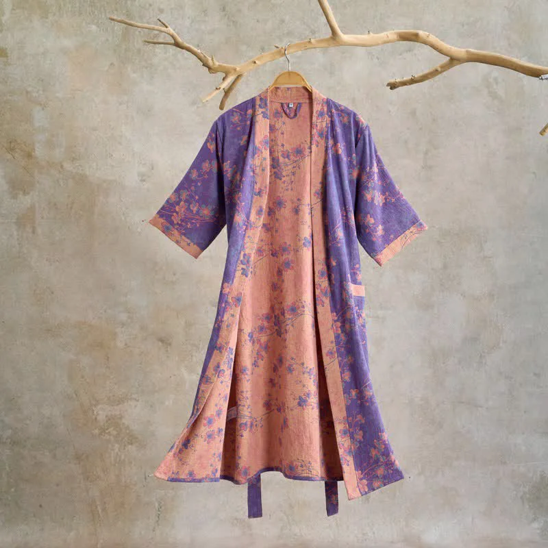 Exceptional Ownkoti Branch amp Floral Short Sleeve Cotton Robe Relaxed