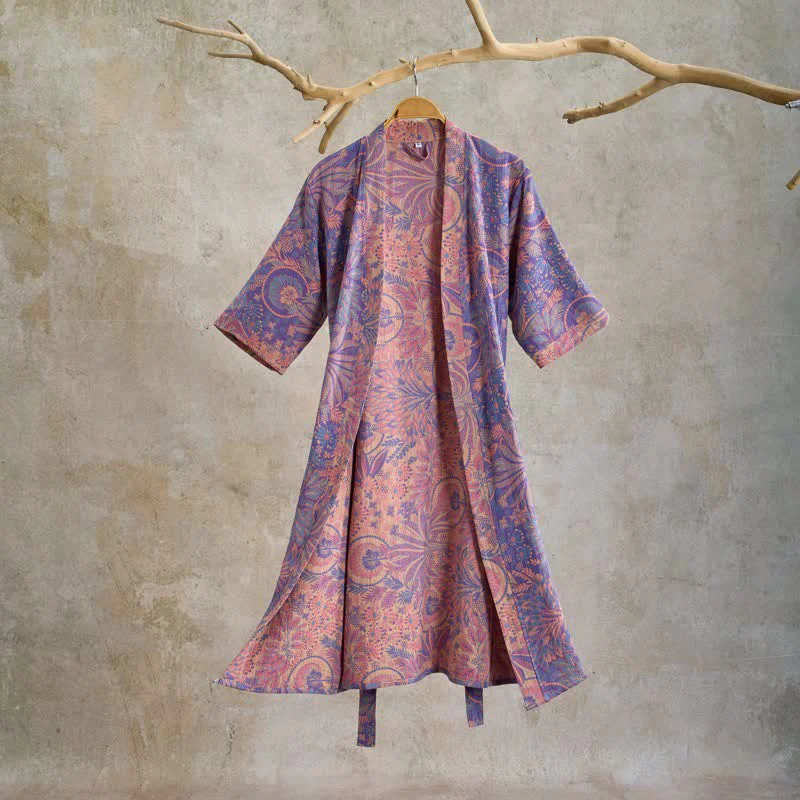 Contemporary Ownkoti Jungle Leaf Short Sleeve Cotton Robe Relaxed