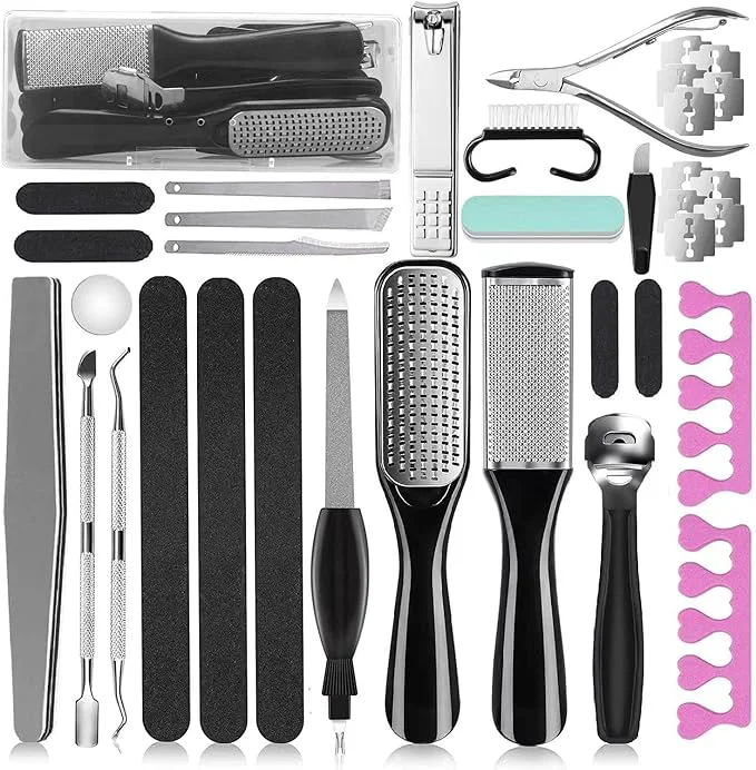 Organic Pedicure Kit 36 in 1 Foot Care Tools Stainless Steel Foot Rasp Dead Skin Proven