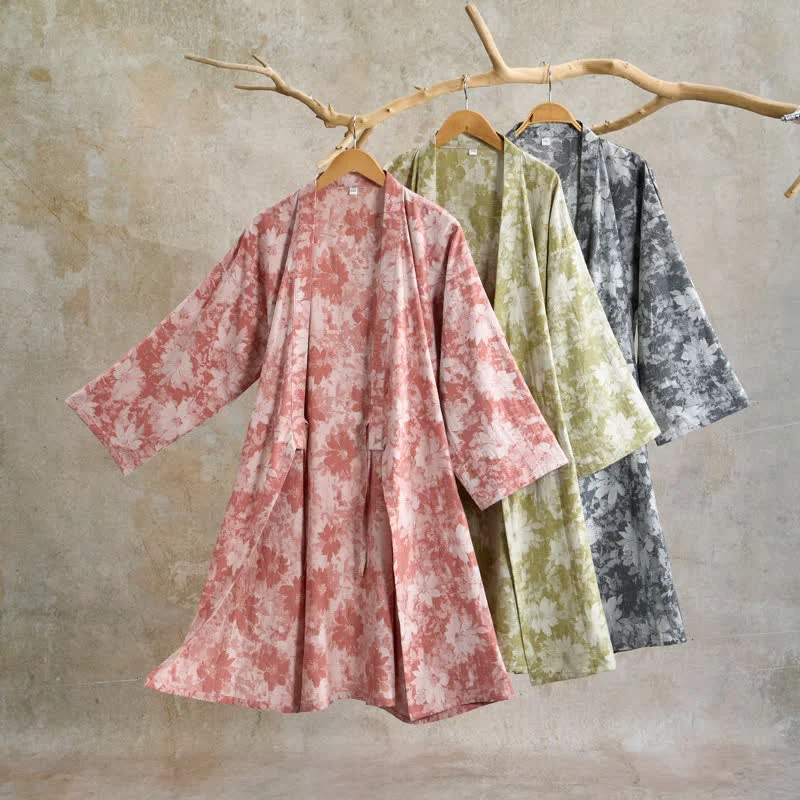 Safe Ownkoti Elegant Floral Kimono Cotton Gauze Robe Superior
