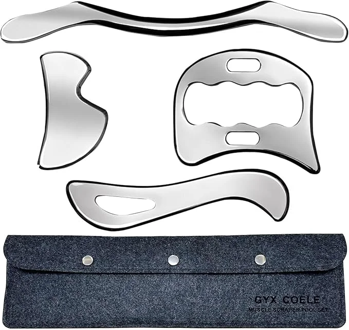 Functional 4 in 1 Stainless Steel Muscle Scraper Tools Set Gua Sha Massage Scraper Quality