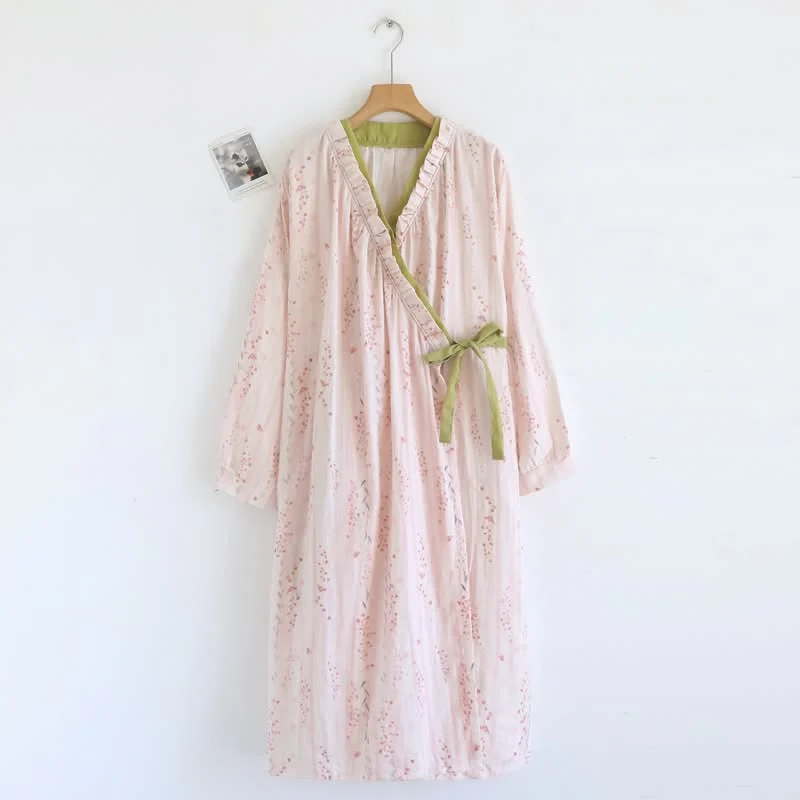 Selected Ownkoti Ditsy Floral Cotton Gauze Kimono Nightgown Optimized