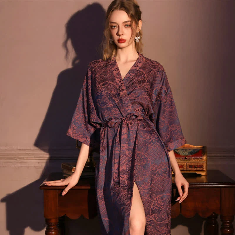 Exclusive Ownkoti Abstract Pattern 3 4 Sleeve Robe Detailed