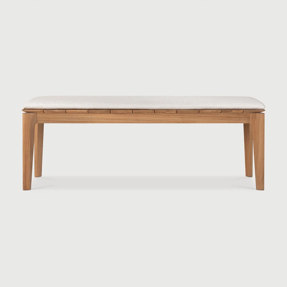 Fashionable Bok outdoor bench – teak – Off White fabric – 2 seater Dependable
