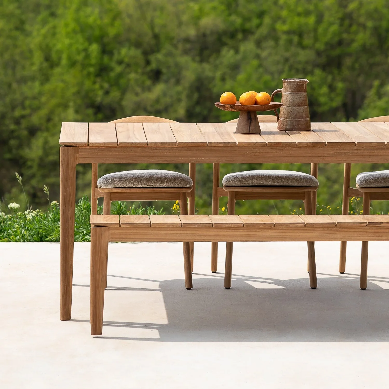 Exclusive Bok outdoor bench frame – teak – 2 seater World-Class