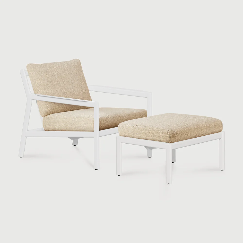 Dependable Jack outdoor lounge chair – aluminium – white – Natural fabric Healthy