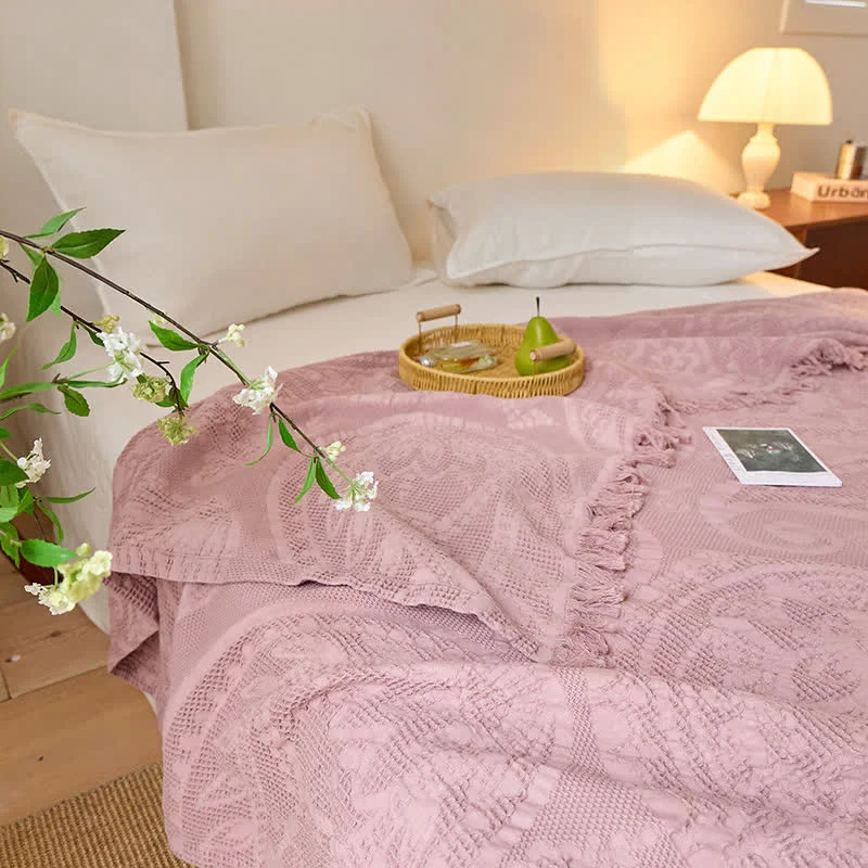 Consistent Ownkoti Chic Jacquard Waffle Weave Quilt Blanket Organic