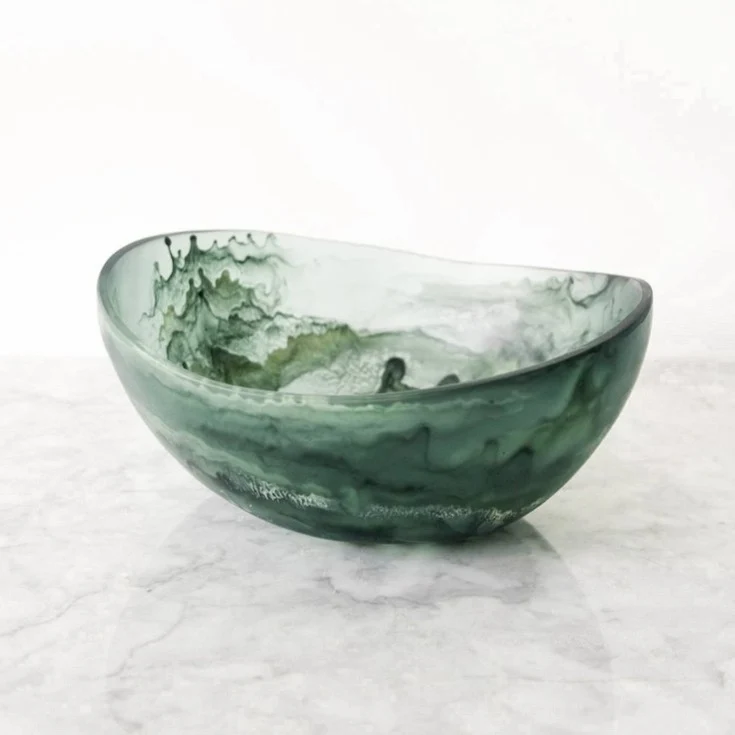 Prestigious Handmade Resin Serving Bowl Moss Functional