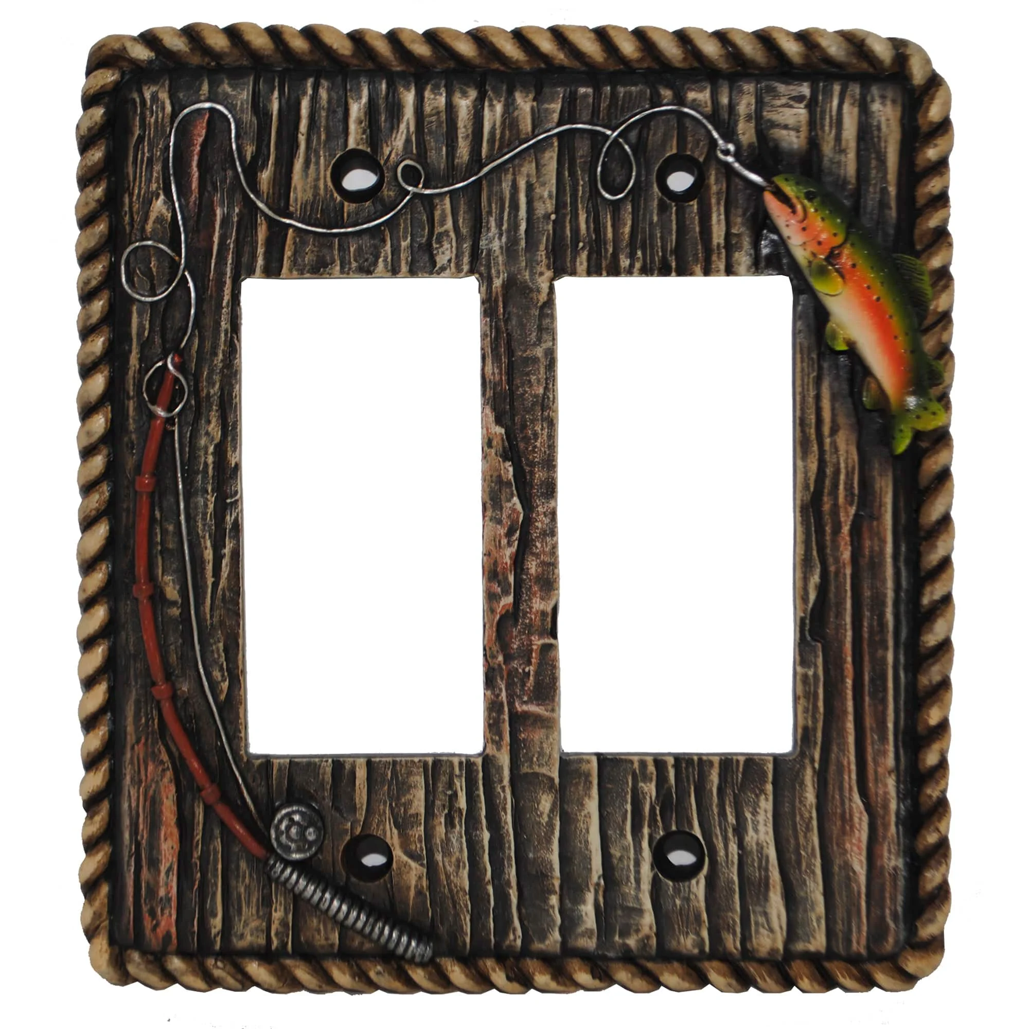 Traditional Rainbow Trout Double Rocker Wall Switch Plate Breathable