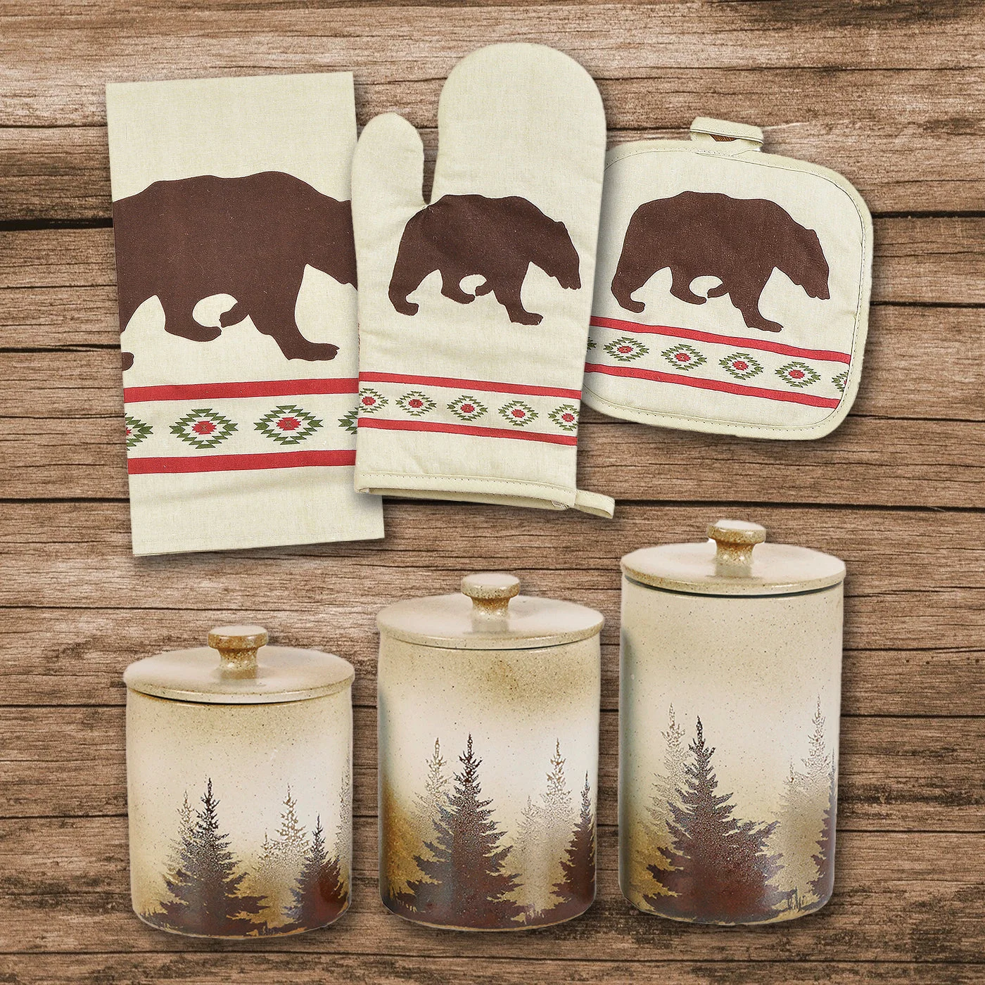Functional Aztec Bear Print amp Clearwater Pines Set 13 Pc Safe