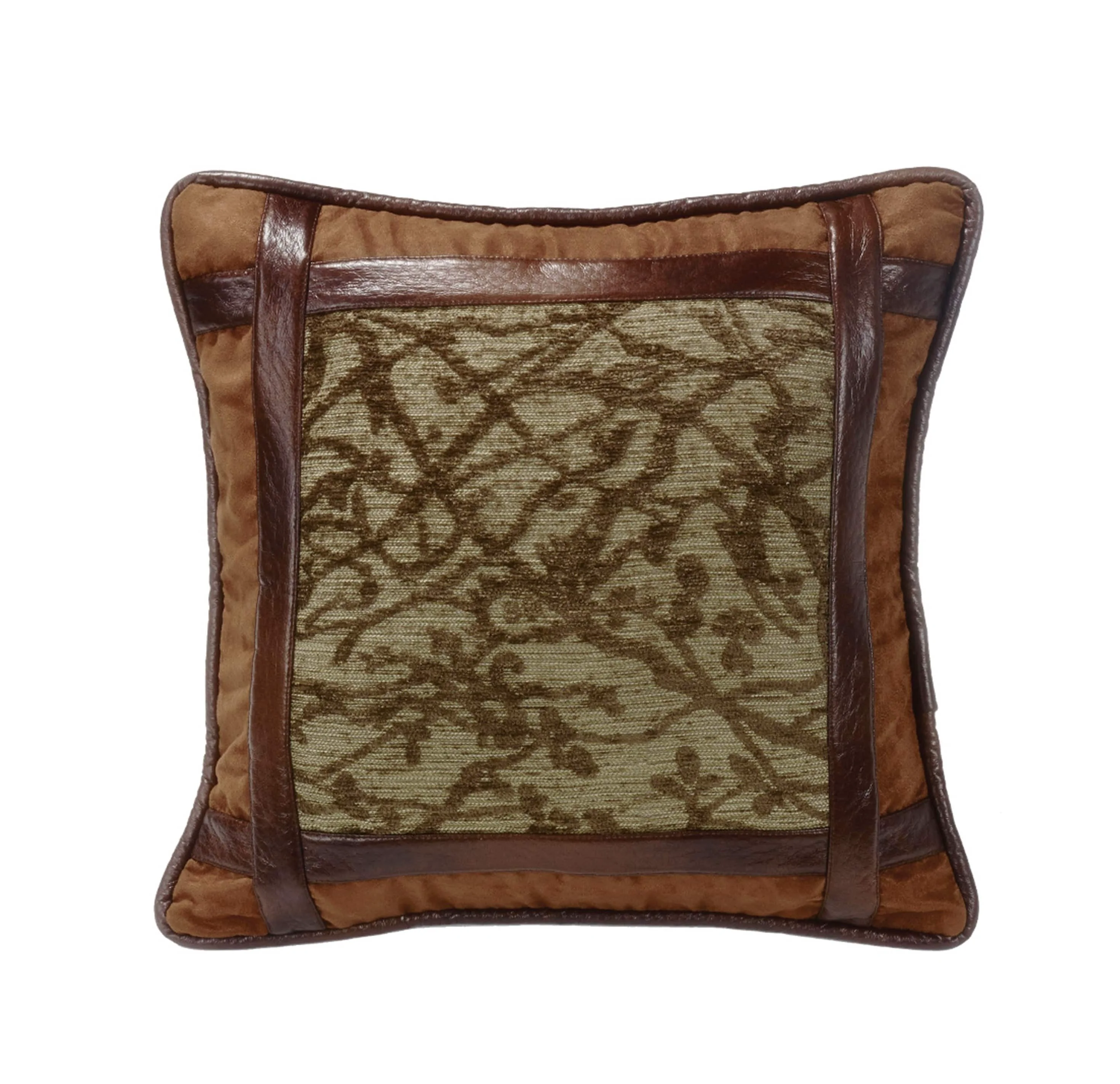 Durable Highland Lodge Framed Tree Faux Leather Pillow Flexible