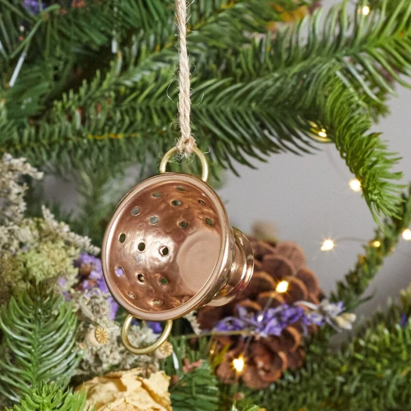 Premium Hammered Copper amp Gold Colander Ornament Fast