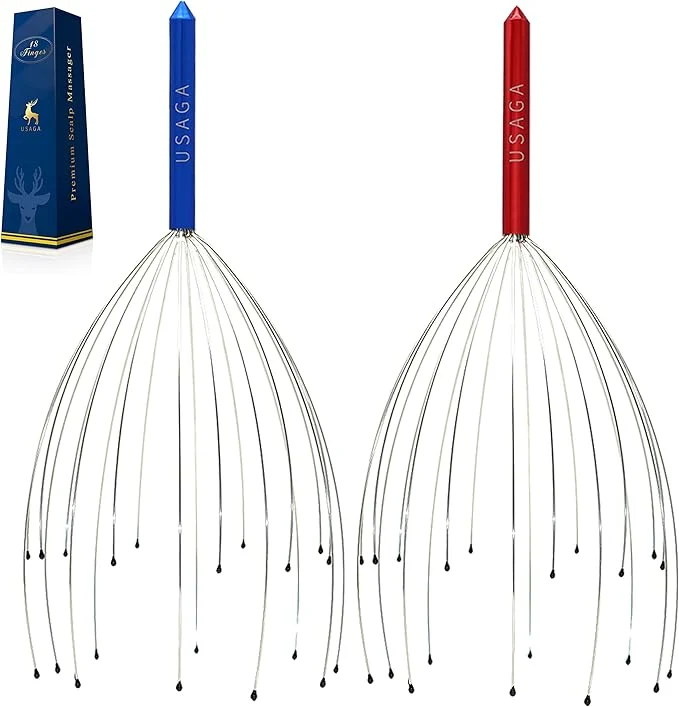 Clean USAGA Head Massager Scalp Massager 20 Fingers Head Scratcher Stocking Stuffers Top-Quality