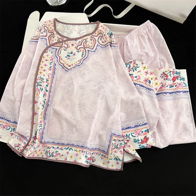 World-Class Ownkoti Light Purple Vintage Hanfu-Inspired Floral Pajamas Secure