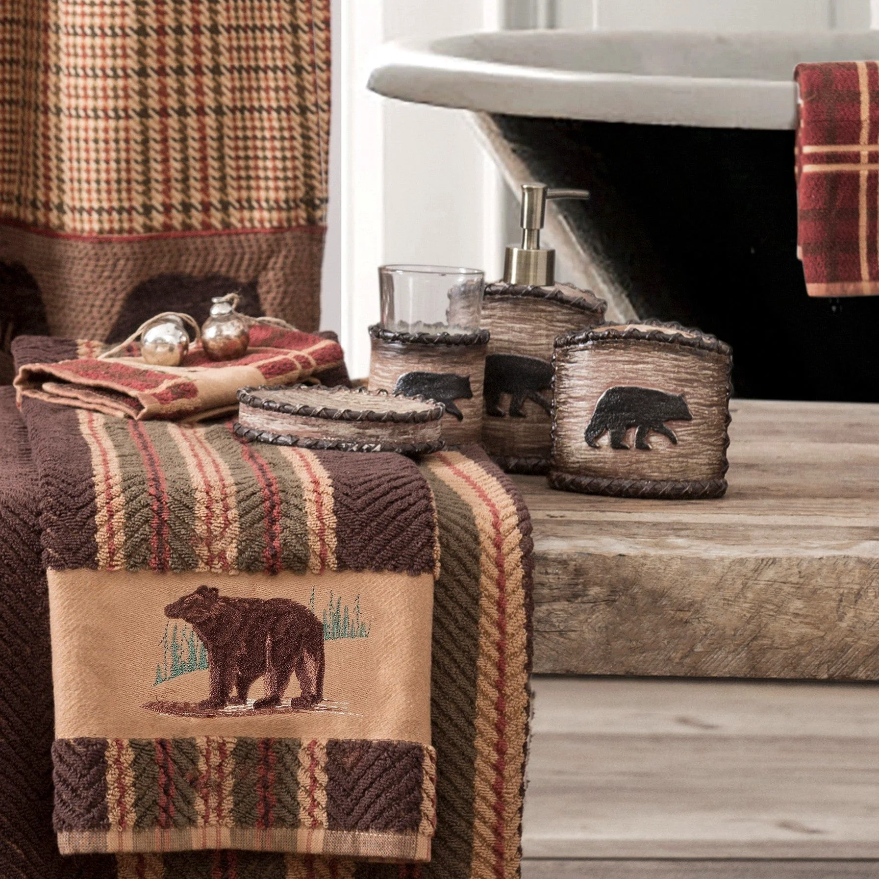 Minimalist Lodge Bear Bathroom Sets 5 Pc Smart