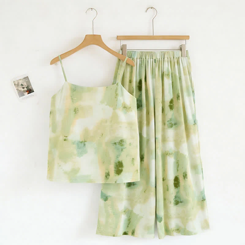 Excellent Ownkoti Artistic Green Ink Print Camisole amp Pants Sleepwear Superior