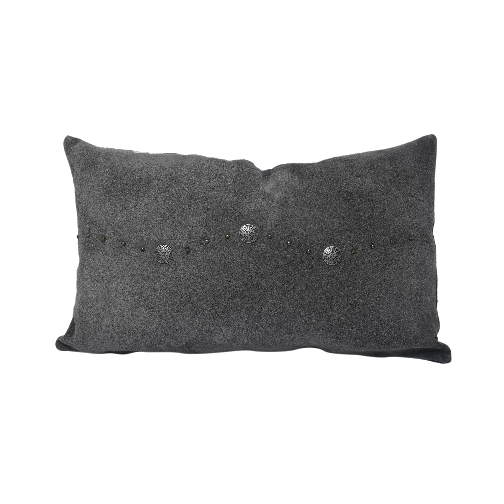 Trusted Western Suede Antique Silver Concho amp Studded Lumbar Pillow Natural