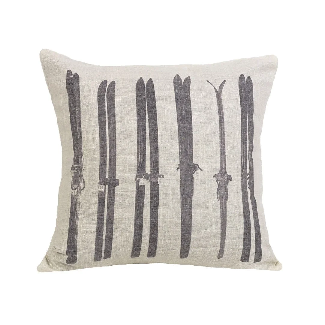 Specialty Gray Printed Ski Throw Pillow Exceptional