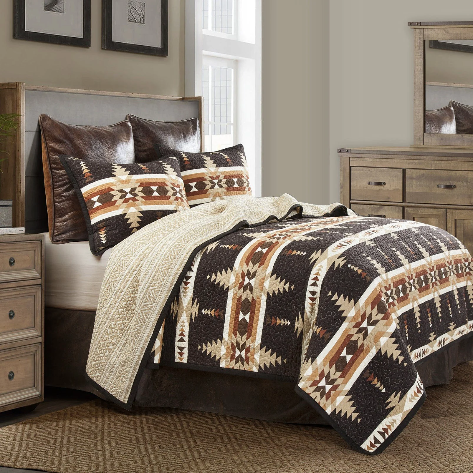 Versatile Yosemite Reversible Quilt Set 2 Pc Green