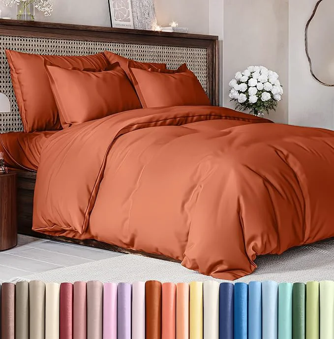 Trusted Duvet Cover Cal King Size Set – Extra Soft Cal King Duvet Cover 104 quot x 98 quot with 2 Pillow Shams – Hotel Luxury Easy Care amp Fade w Zipper Closures amp Ties – Comfy Cozy amp Breathable Terracotta Healthy