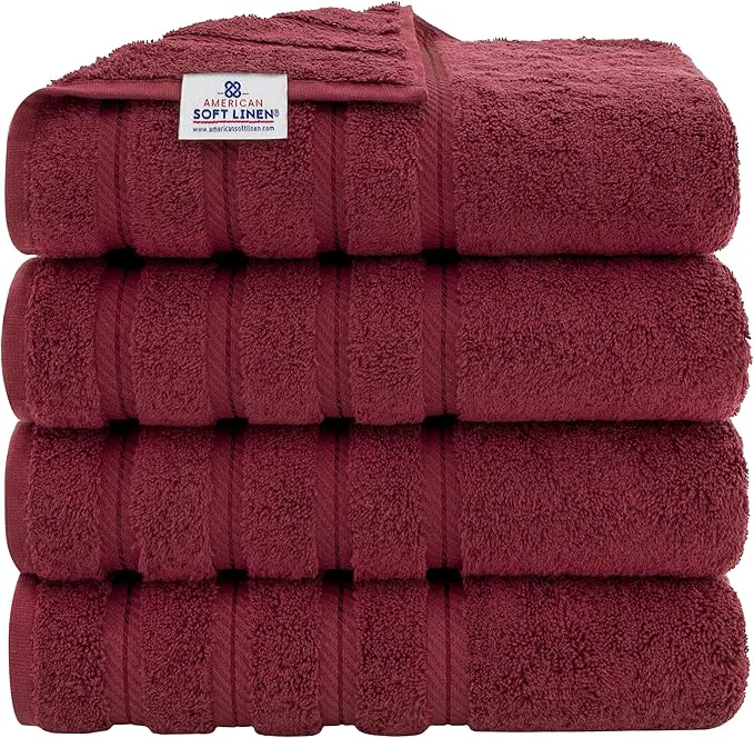 Natural American Soft Linen Luxury 4 Piece Bath Towel Set 600 GSM Cotton Turkish Authentic