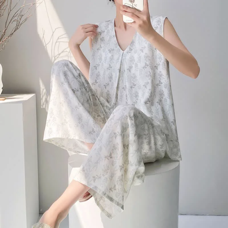 Prestigious Ownkoti Elegant Leaf Tank amp Pants Pajama Set Original