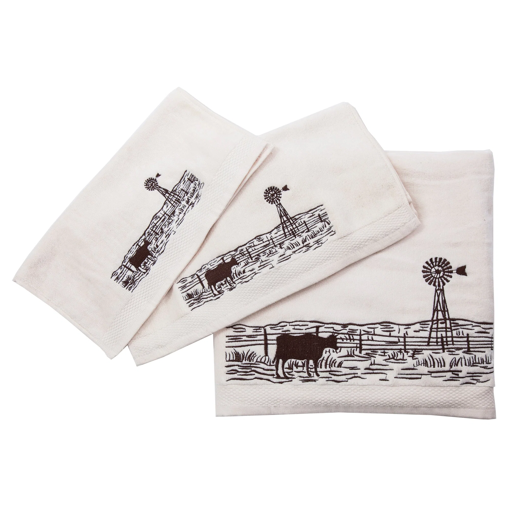 Trendy Jasper Embroidered Windmill Landscape Towel Set Premium Material