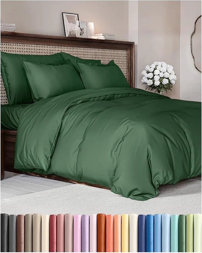 Efficient Duvet Cover Cal King Size Set – Extra Soft Cal King Duvet Cover 104 quot x 98 quot with 2 Pillow Shams – Hotel Luxury Easy Care Fade w Zipper Closures amp Ties – Comfy Cozy amp Breathable Emerald Green Fine Crafted