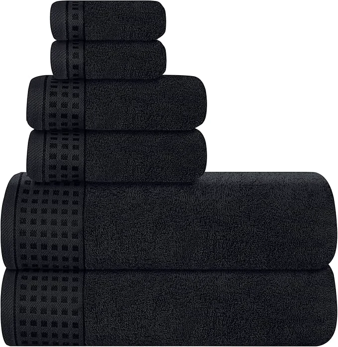 Trendy GLAMBURG Cotton Ultra Soft 6 Pack Towel Set Contains 2 Bath Towels 28×55 Luxury
