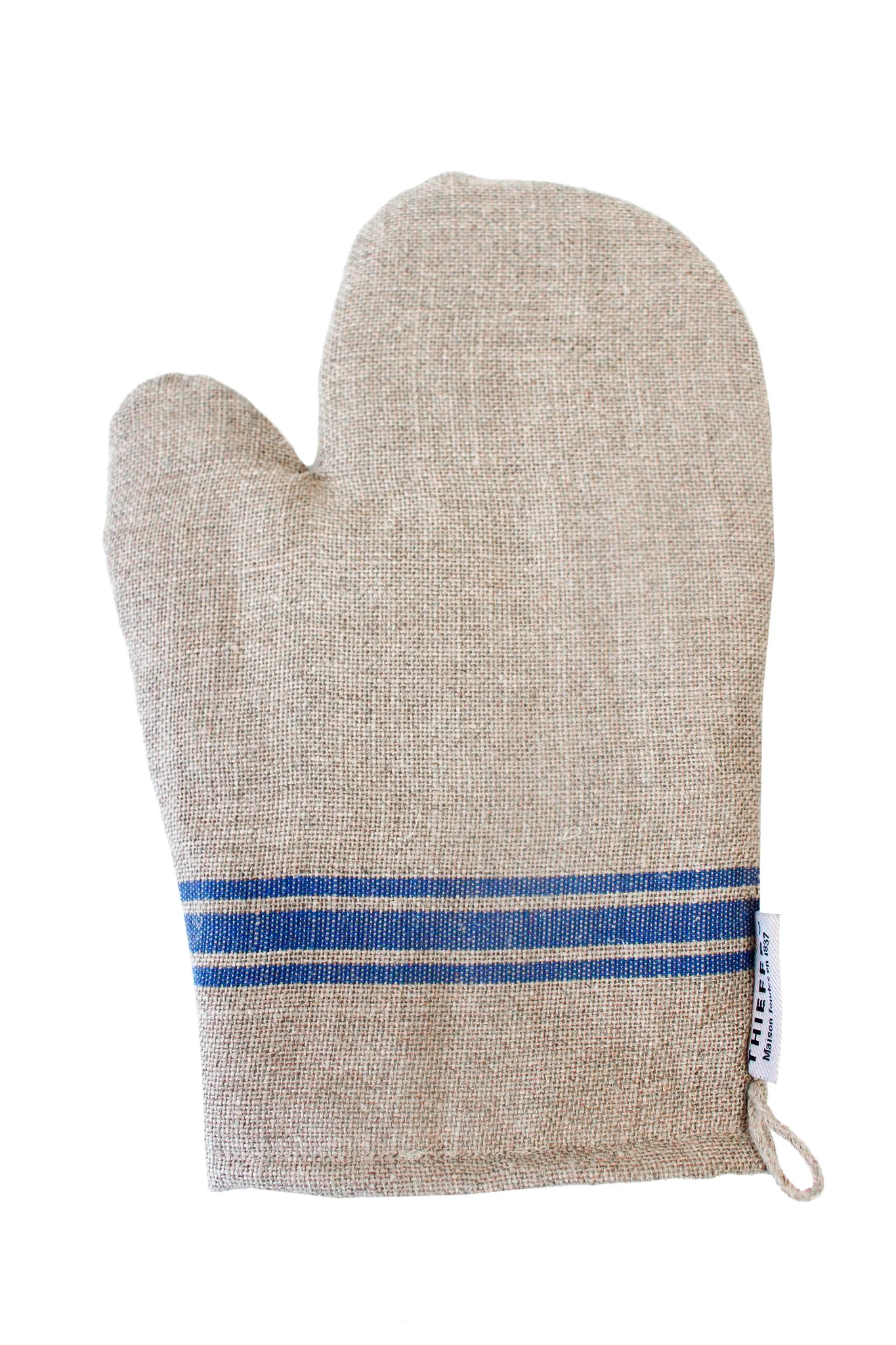 Excellent Thieffry Belgian Linen Oven Mitt Blue Recyclable