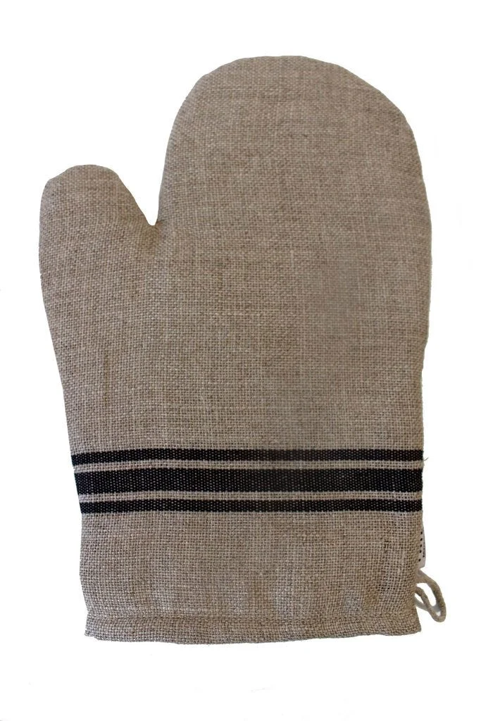 Healthy Thieffry Belgian Linen Oven Mitt Black Consistent