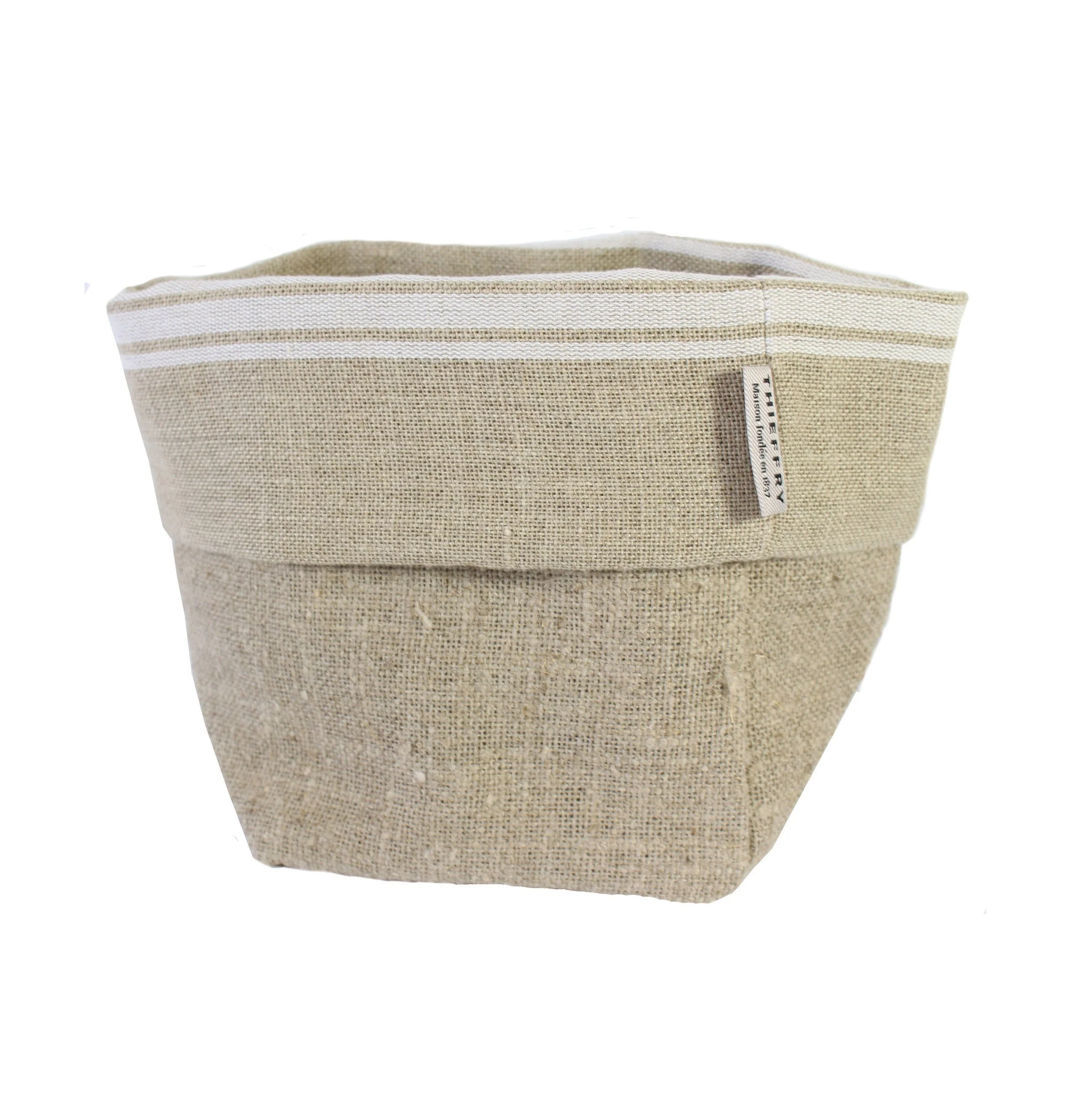 Natural Thieffry Belgian Linen Bread Basket White Flexible