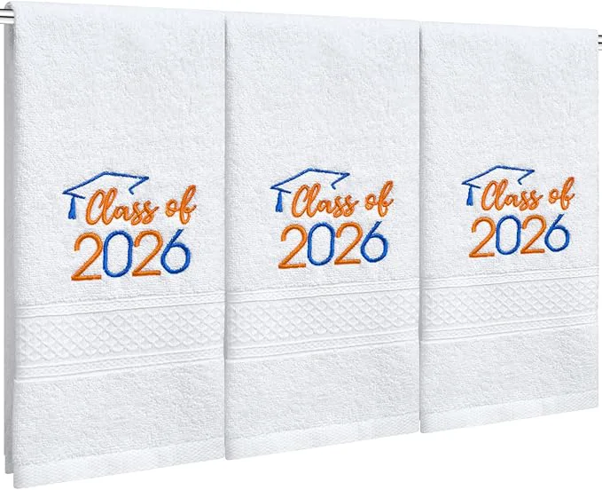 Smooth MASHAN Class of 2026 Graduation Hand Towels 3 Pack Cotton Soft Absorbent Reusable