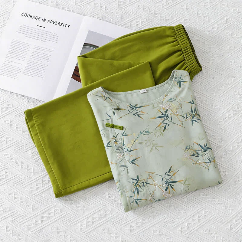 Healthy Ownkoti Elegant Bamboo Eastern-Inspired Loungewear Set Reusable