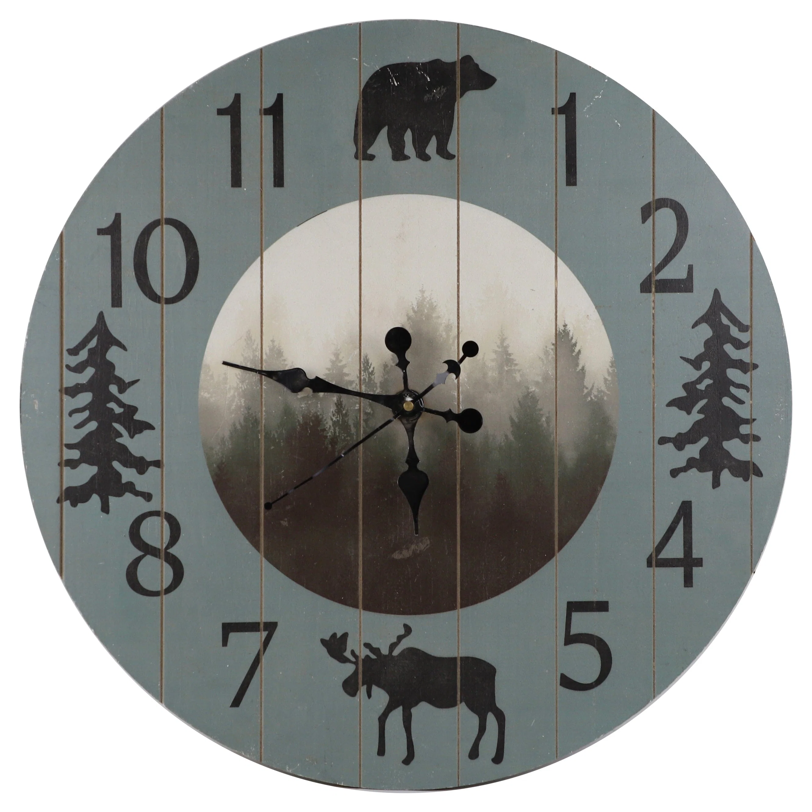 Safe Foggy Forest Rustic Lodge Wall Clock Natural