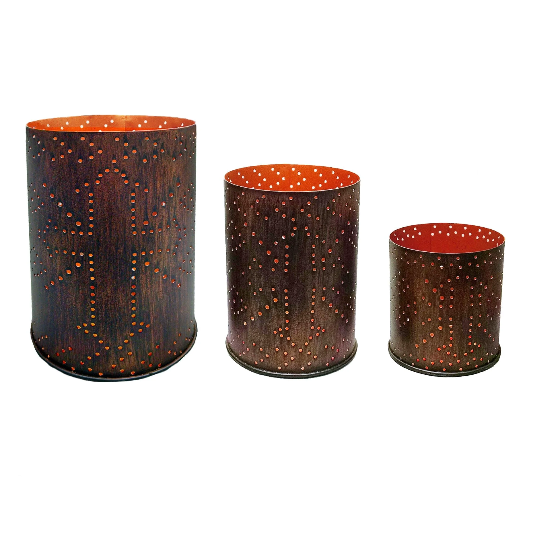 Flexible Cross Distressed Metal Cylinder Pillar Candle Holder Set Exceptional