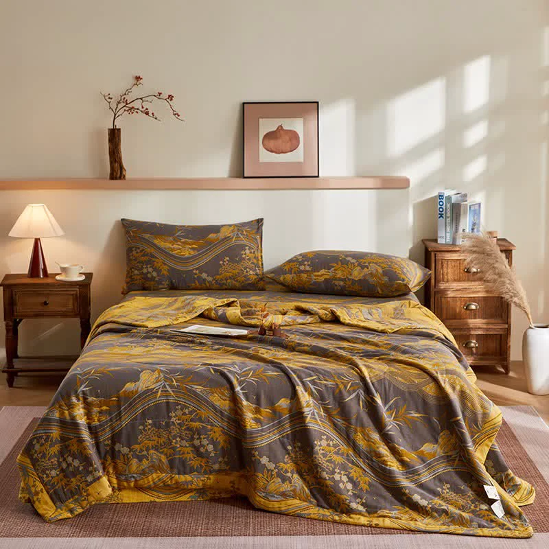 Enhanced Ownkoti Cotton Gauze Mountain amp Bamboo Jacquard Quilt Authentic