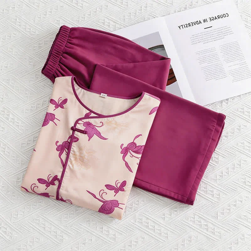 Casual Ownkoti Artsitic Butterfly Eastern-Inspired Loungewear Set Genuine