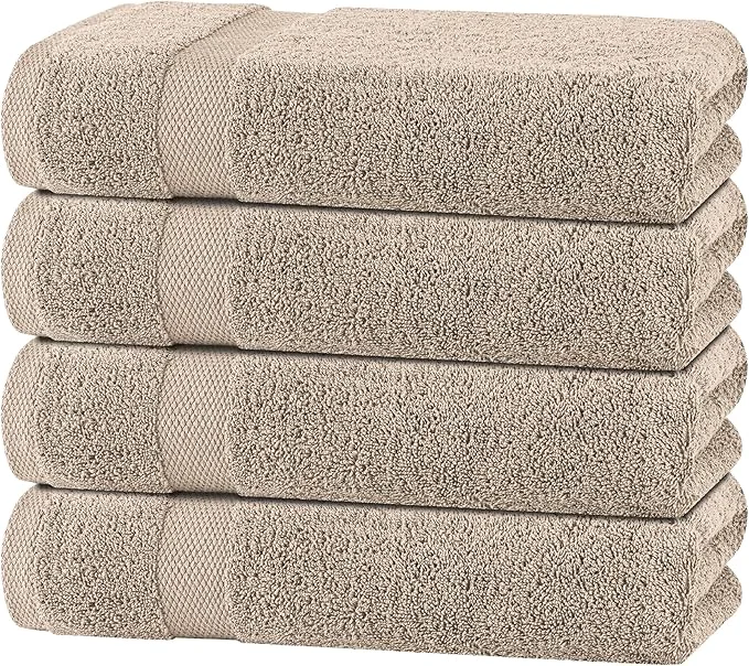 Expertly Made Wealuxe Taupe Bath Towels 27×54 Inch Cotton Towel Set Secure