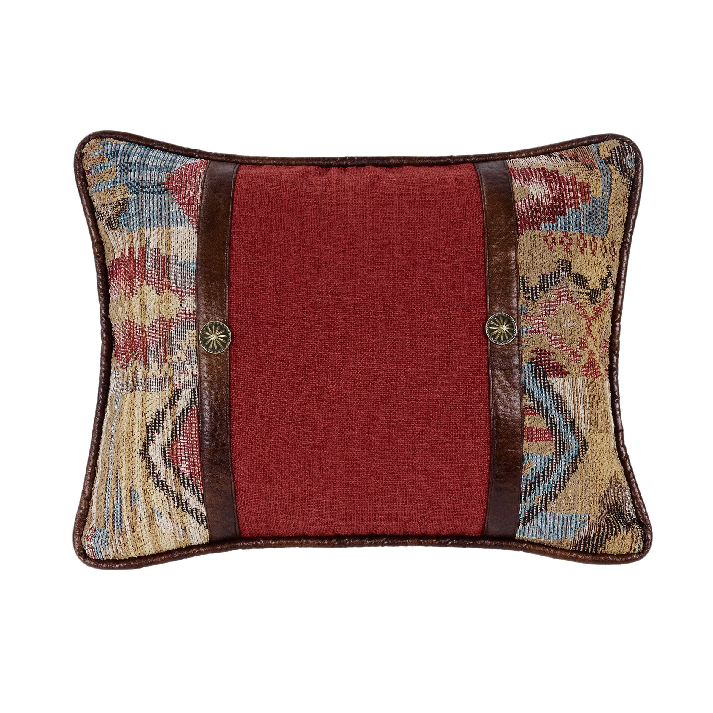 Unique Ruidoso Chenille Geometric Oblong Pillow with Conchos Next-Generation