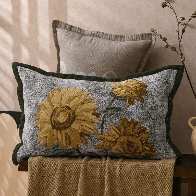 Genuine Ownkoti Pure Cotton Jacquard Sunflower Pillowcases 2PCS Outstanding