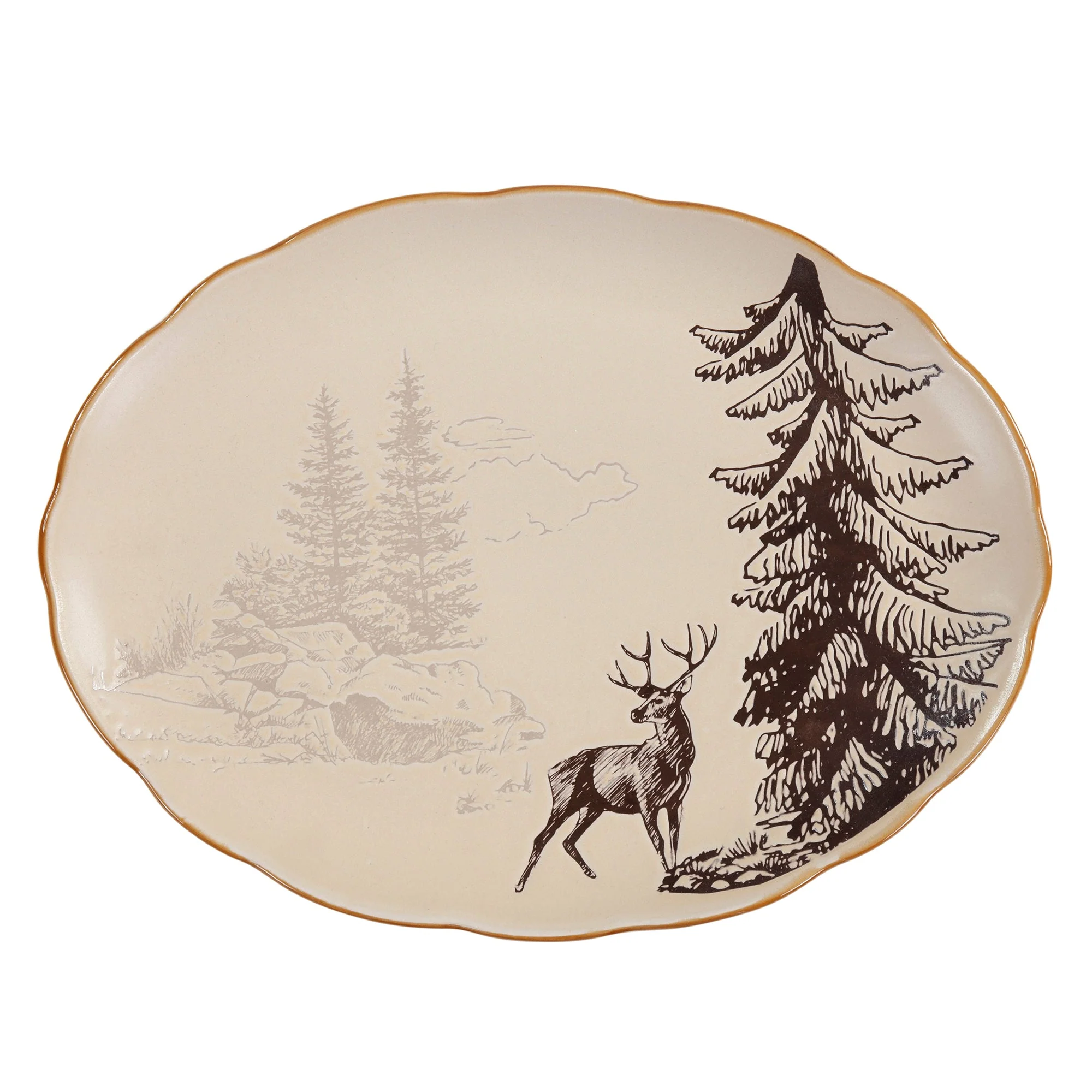Solid White Pine Ceramic Serving Platter Set 4 Pc Effective