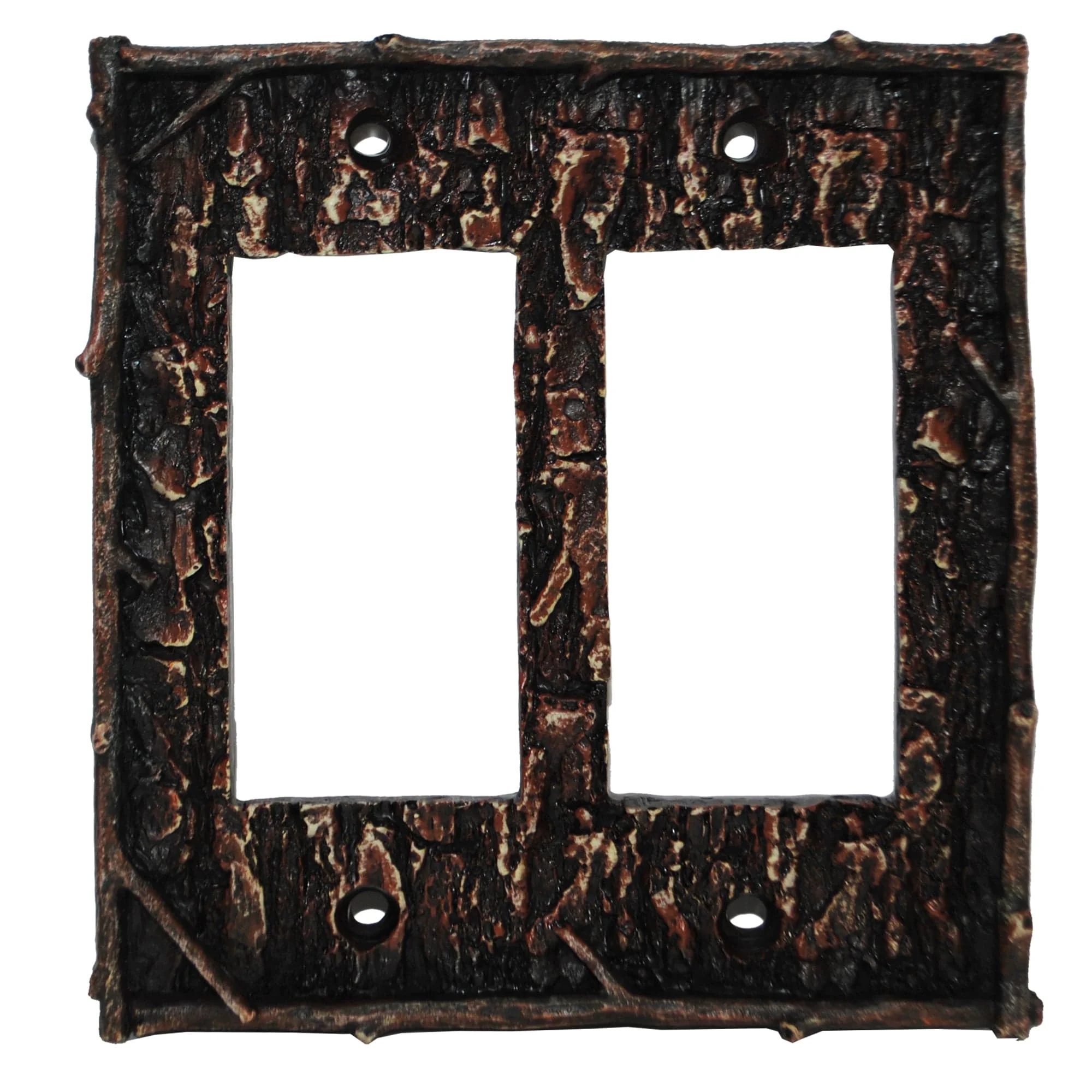 Organic Pine Bark Double Rocker Wall Switch Plate Crafted