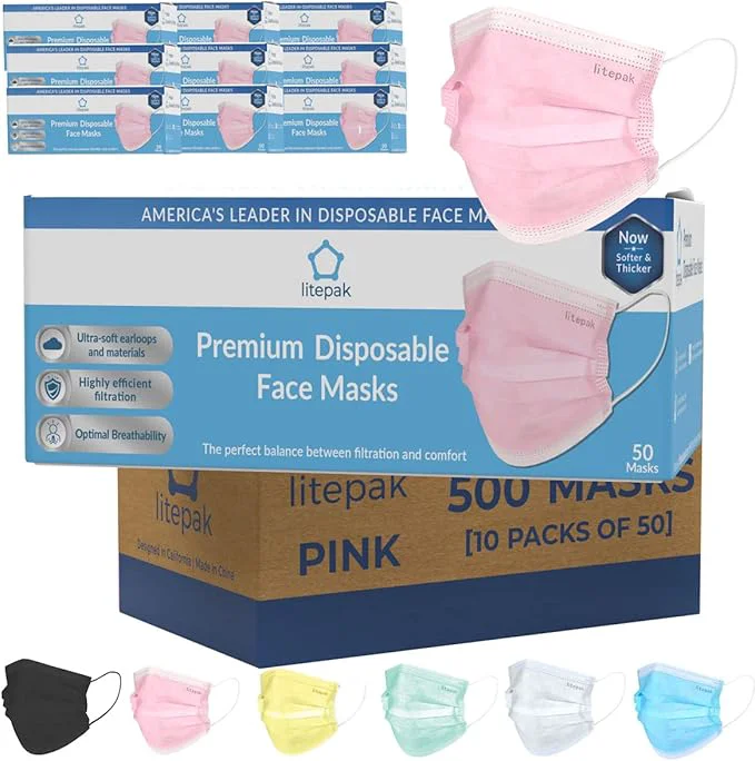 Recyclable Litepak 500pcs Premium Disposable Face Mask SOFT 3ply Nose Wire Original Design