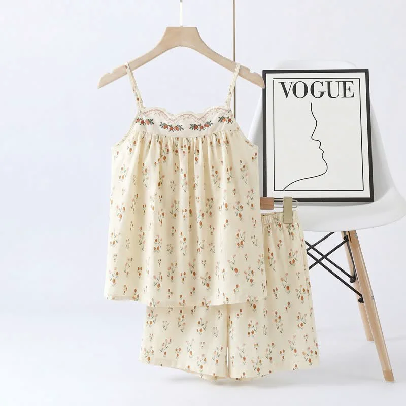 Verified Ownkoti Ditsy Floral Cotton Double Gauze Cami Pajamas Unique