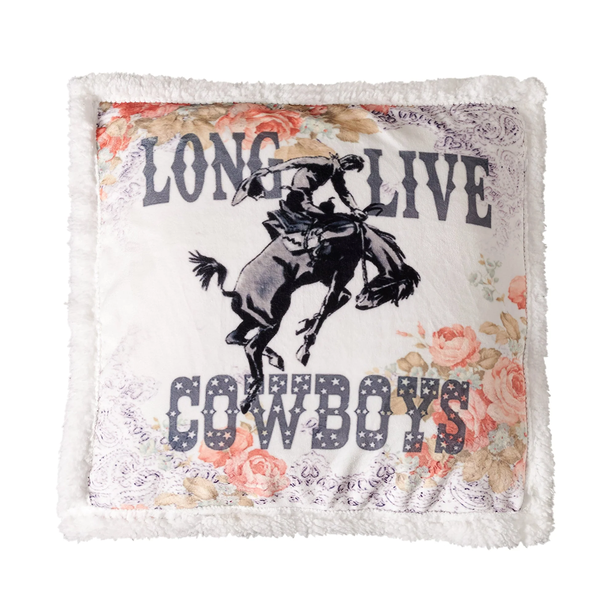 Exclusive Long Live Cowboys Campfire Sherpa Pillow Easy-to-Use