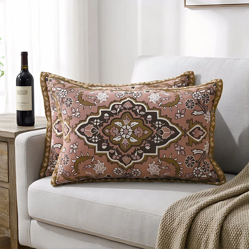 Carefully Designed Ownkoti Bohemian Jacquard Button Pillowcases 2PCS First-Class