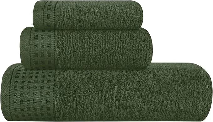 Crafted GLAMBURG Ultra Soft 3 Pack Cotton Towel Set Contains a Bath Towel 28×55 inch Functional